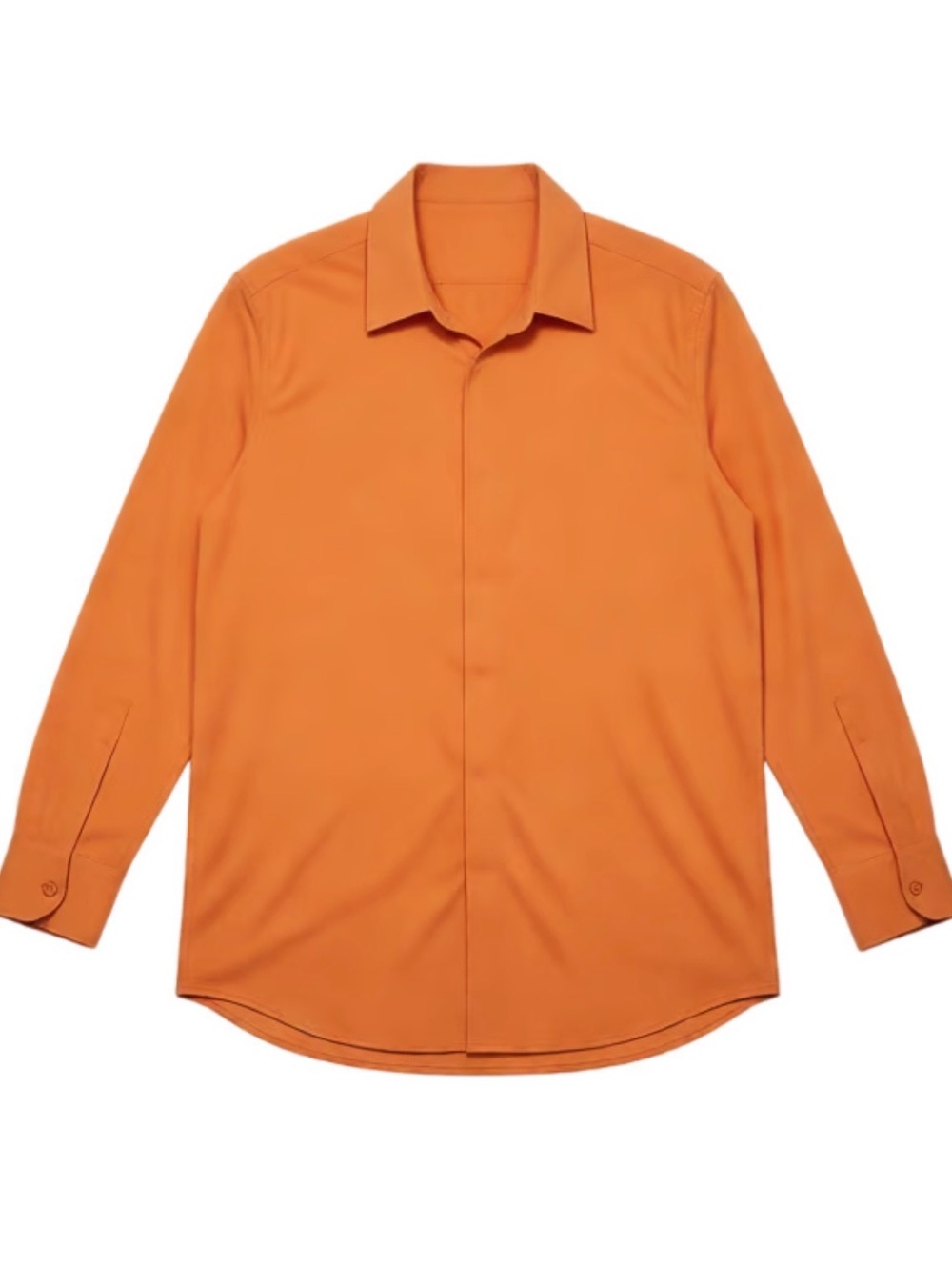 Boy's Long-Sleeve Button-Down Shirt - Orange with one chest pocket.